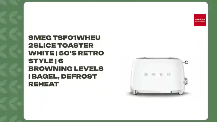 SMEG TSF01WHEU 2Slice Toaster White | 50’s Retro Style | 6 Browning Levels | Bagel, Defrost Reheat by@Outfy