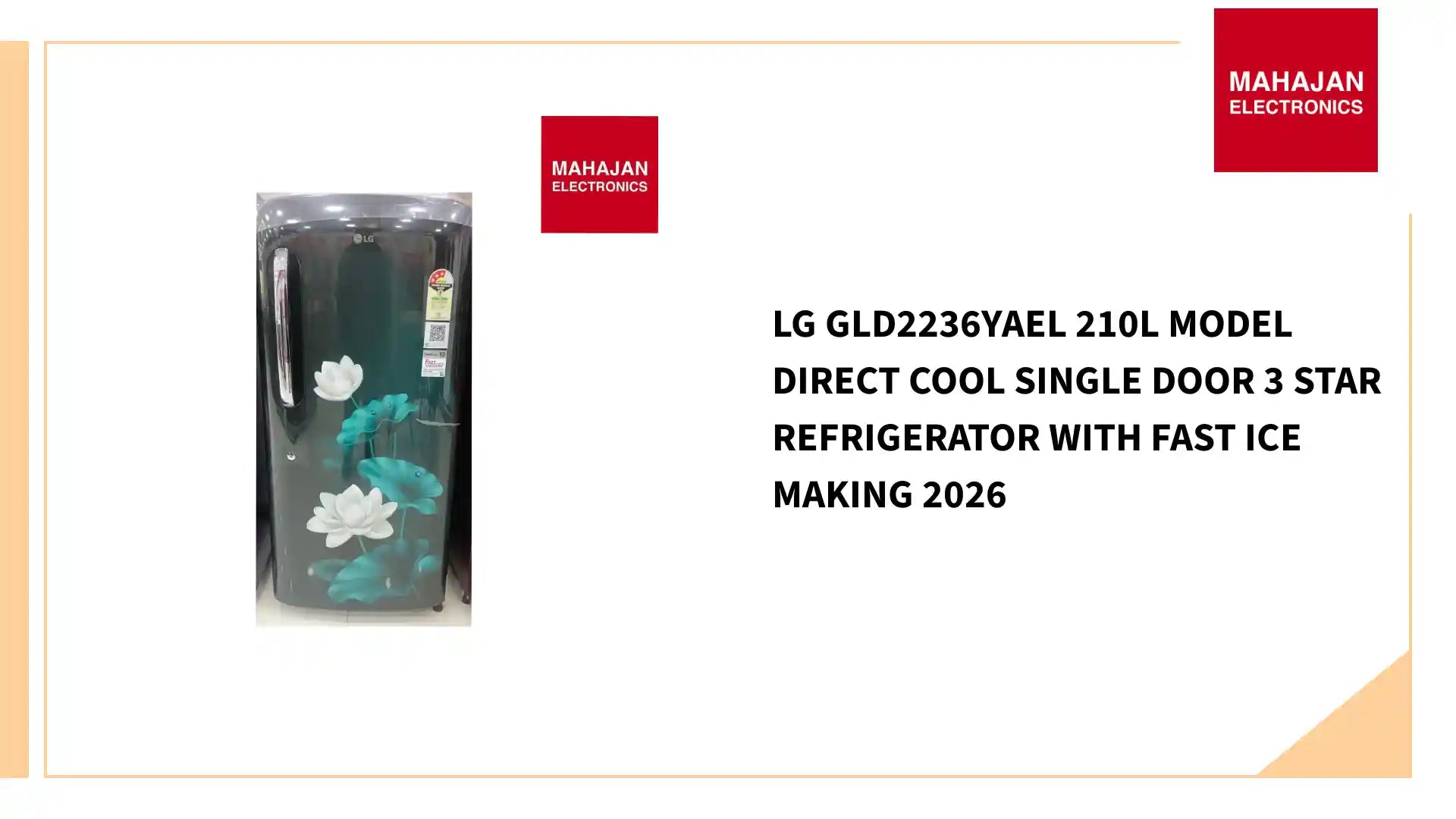 LG GLD2236YAEL 210L Model Direct Cool Single Door 3 Star Refrigerator with Fast Ice Making 2026 by@Outfy