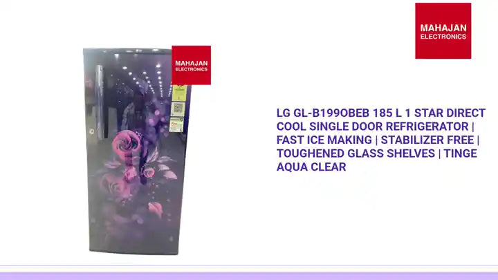 LG GL-B199OBEB 185 L 1 Star Direct Cool Single Door Refrigerator | Fast Ice Making | Stabilizer Free | Toughened Glass Shelves | Tinge Aqua Clear by@Outfy