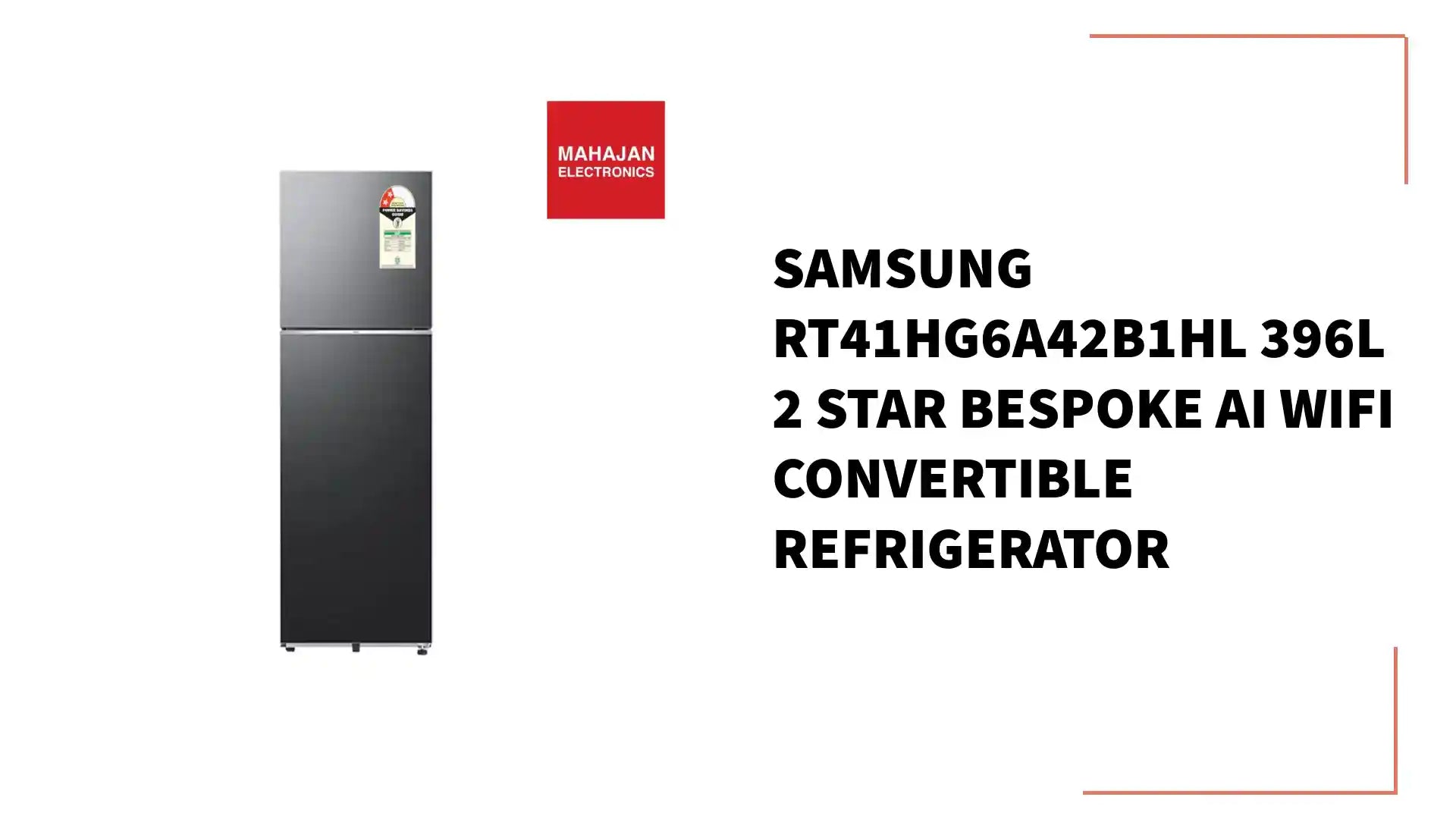 Samsung RT41HG6A42B1HL 396L 2 Star Bespoke AI WiFi Convertible Refrigerator by@Outfy