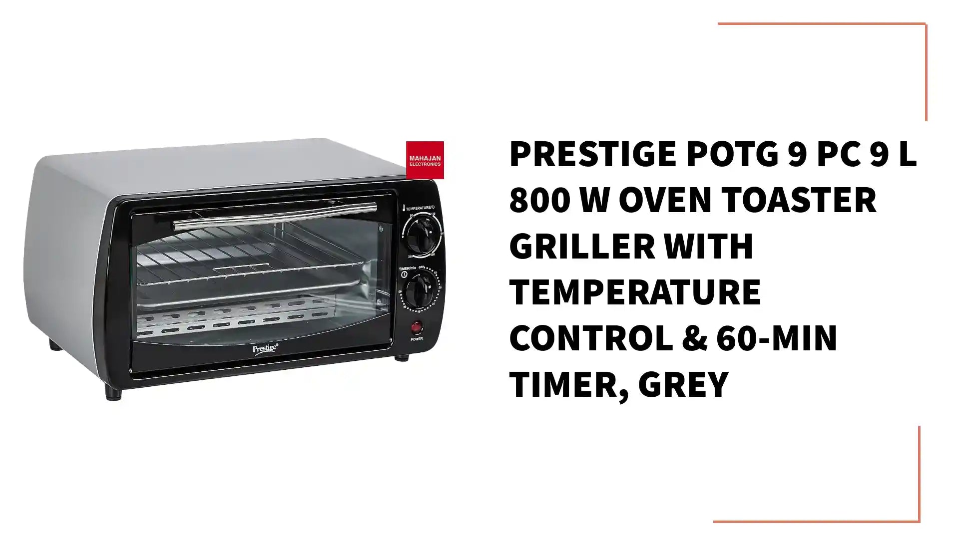 Prestige POTG 9 PC 9 L 800 W Oven Toaster Griller with Temperature Control & 60-Min Timer, Grey by@Outfy