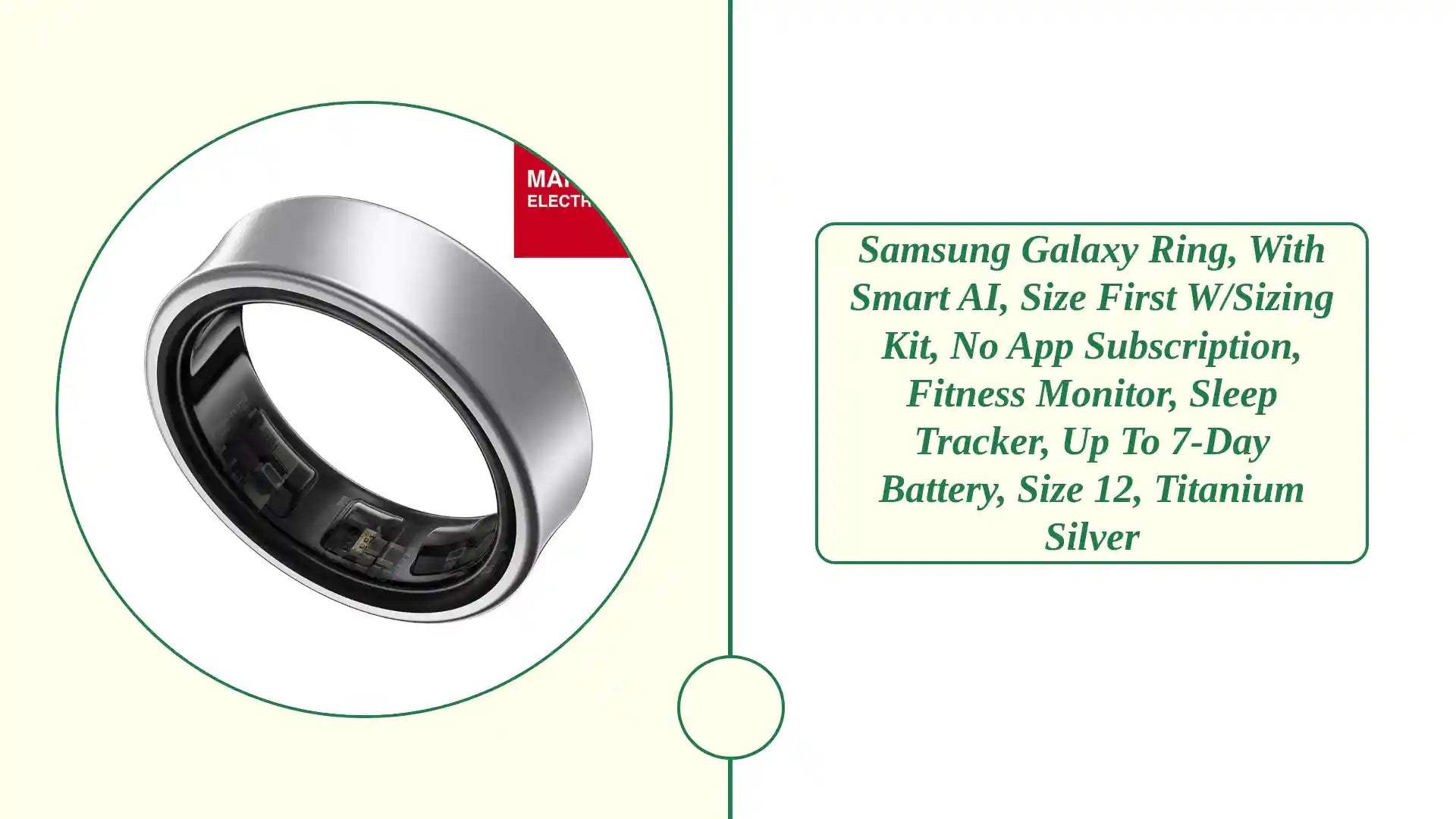 Samsung Galaxy Ring, with Smart AI, Size First W/Sizing Kit, No App Subscription, Fitness Monitor, Sleep Tracker, Up to 7-Day Battery, Size 12, Titanium Silver by@Outfy