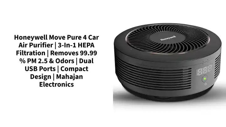 Honeywell Move Pure 4 Car Air Purifier | 3-in-1 HEPA Filtration | Removes 99.99 % PM 2.5 & Odors | Dual USB Ports | Compact Design | Mahajan Electronics by@Outfy