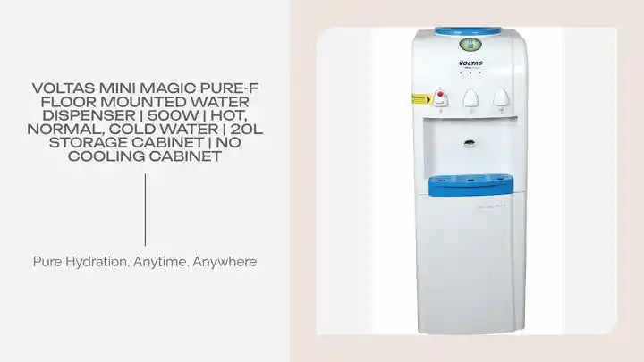 Voltas Mini Magic Pure-F Floor Mounted Water Dispenser | 500W | Hot, Normal, Cold Water | 20L Storage Cabinet | No Cooling Cabinet by@Outfy