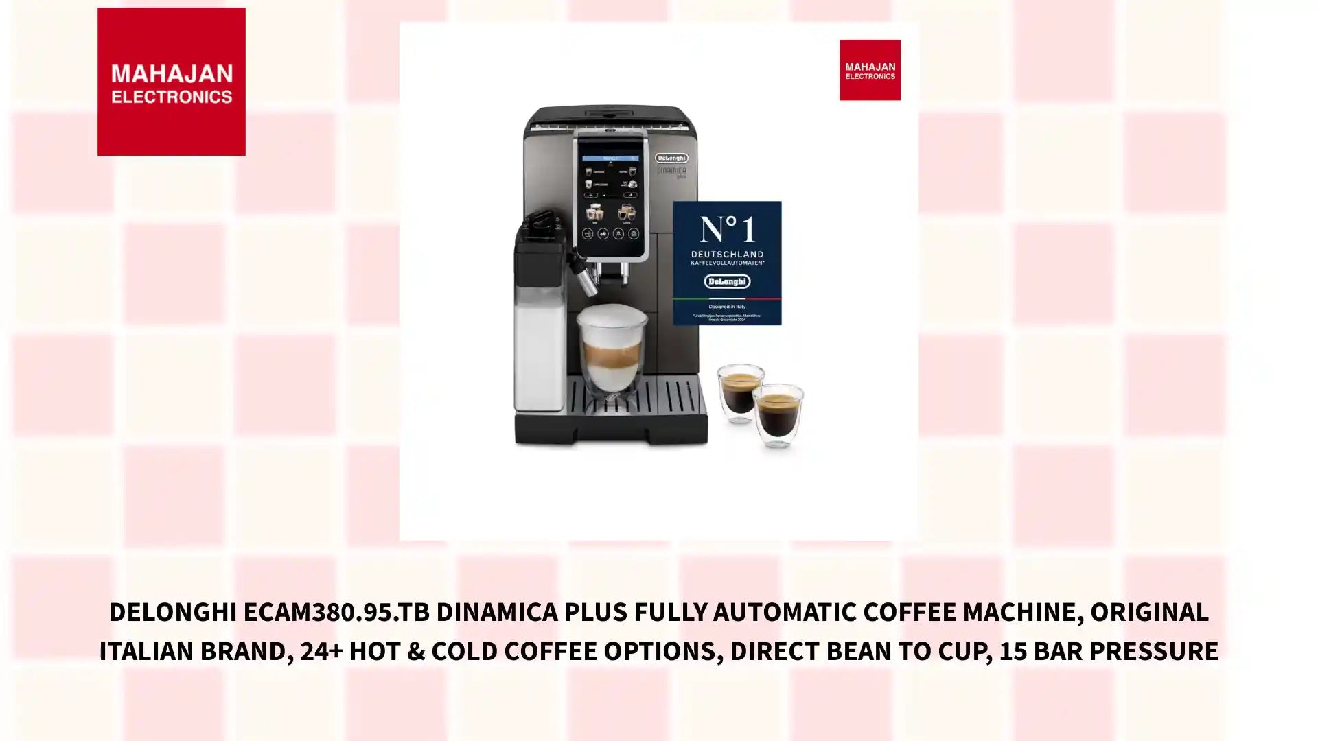 DeLonghi ECAM380.95.TB Dinamica Plus Fully Automatic Coffee Machine, Original Italian Brand, 24+ Hot & Cold Coffee Options, Direct Bean to Cup, 15 Bar Pressure by@Outfy