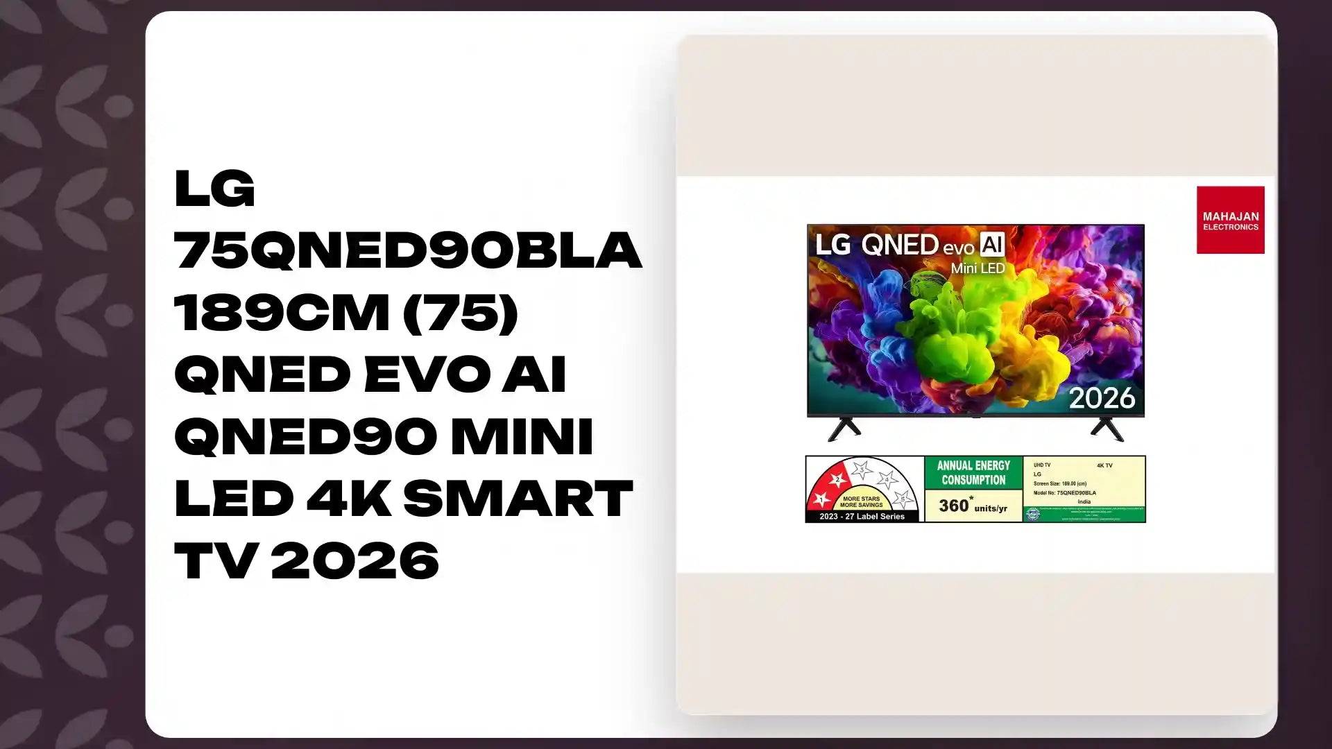 LG 75QNED90BLA 189cm (75) QNED evo AI QNED90 Mini LED 4K Smart TV 2026 by@Outfy