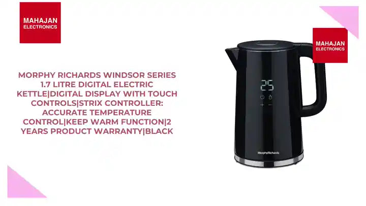 Morphy Richards Windsor Series 1.7 Litre Digital Electric Kettle|Digital Display with Touch Controls|Strix Controller: Accurate Temperature Control|Keep warm function|2 Years Product Warranty|Black by@Outfy