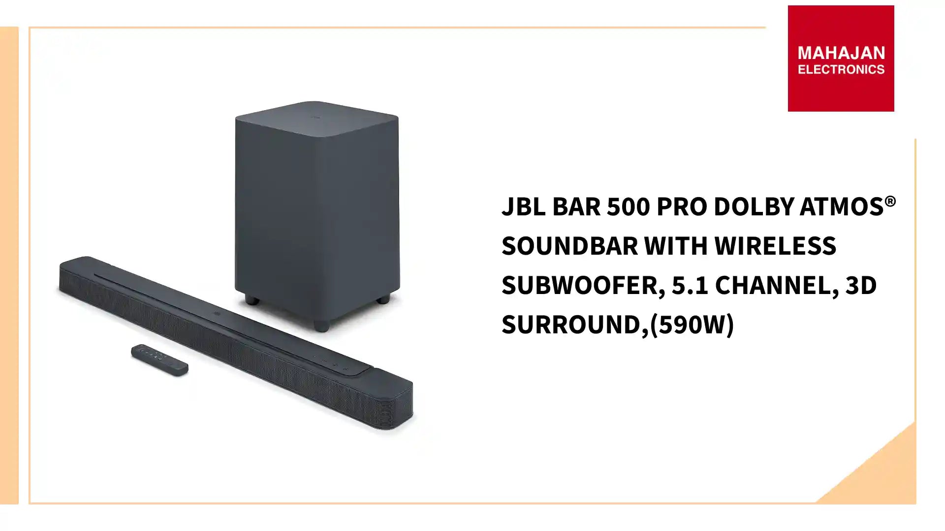 JBL Bar 500 Pro Dolby Atmos® Soundbar with Wireless Subwoofer, 5.1 Channel, 3D Surround,(590W) by@Outfy