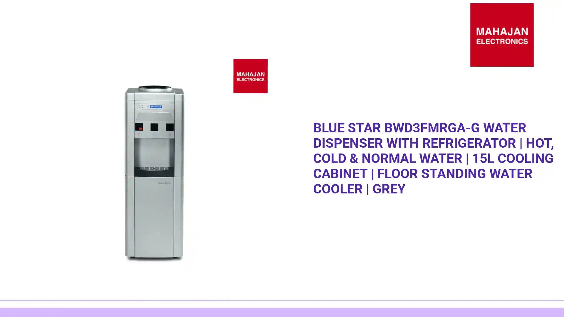 Blue Star BWD3FMRGA-G Water Dispenser with Refrigerator | Hot, Cold & Normal Water | 15L Cooling Cabinet | Floor Standing Water Cooler | Grey by@Outfy