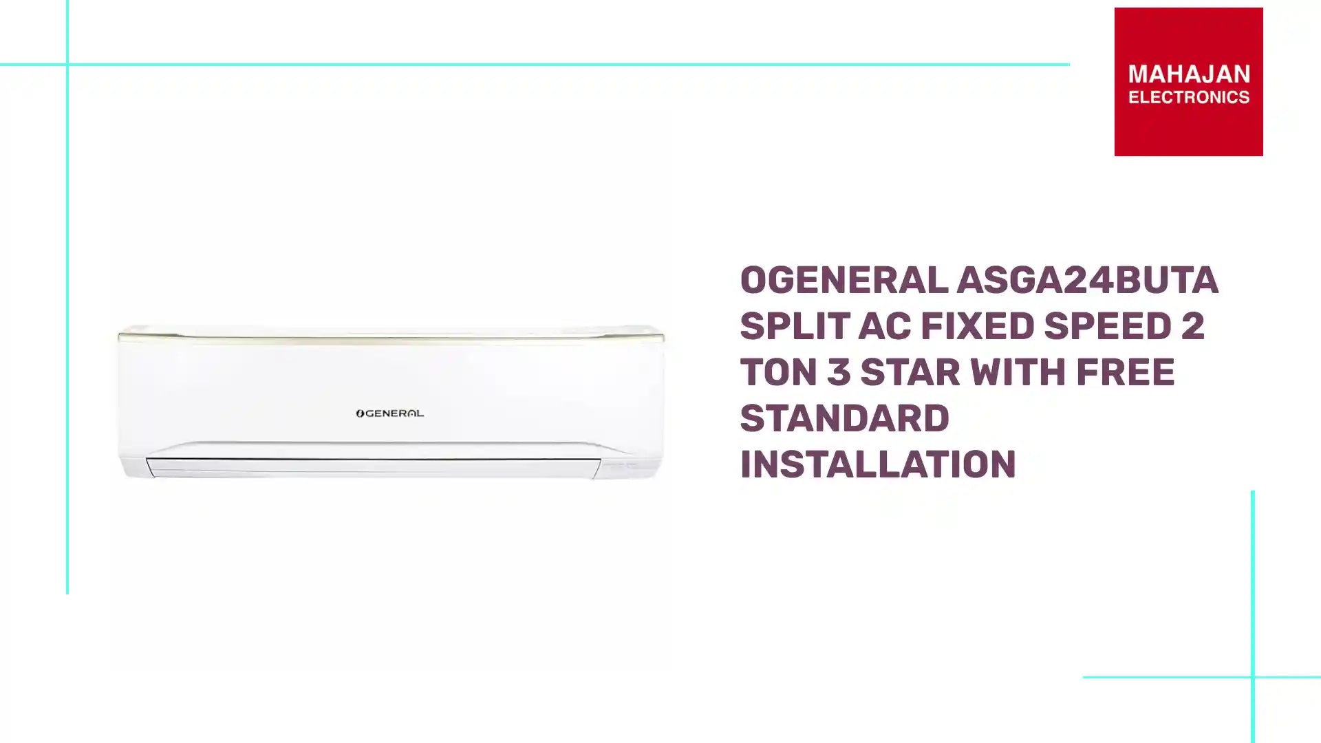 OGeneral ASGA24BUTA Split AC Fixed Speed 2 TON 3 STAR With Free Standard Installation by@Outfy