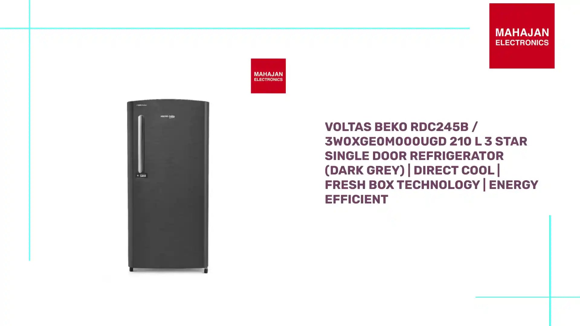 Voltas Beko RDC245B / 3W0XGE0M000UGD 210 L 3 Star Single Door Refrigerator (Dark Grey) | Direct Cool | Fresh Box Technology | Energy Efficient by@Outfy