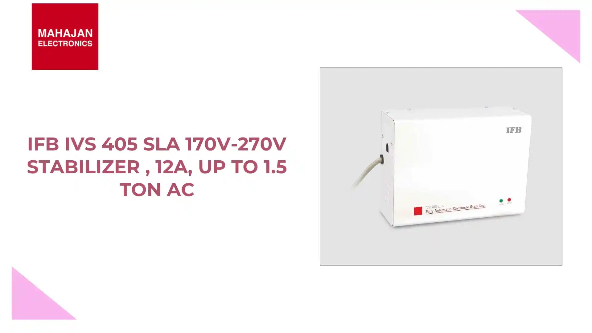 IFB IVS 405 SLA 170V-270V Stabilizer , 12A, Up to 1.5 Ton AC by@Outfy