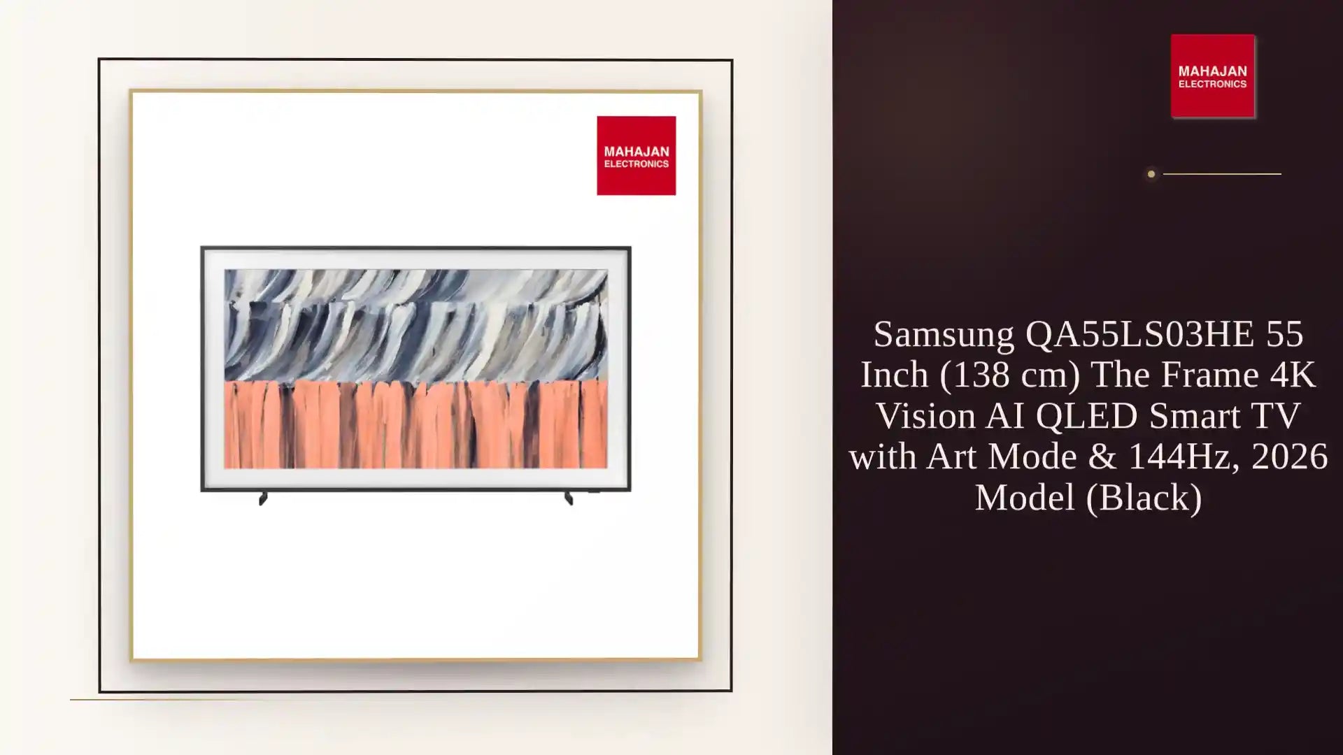 Samsung QA55LS03HE 55 Inch (138 cm) The Frame 4K Vision AI QLED Smart TV with Art Mode & 144Hz, 2026 Model (Black) by@Outfy