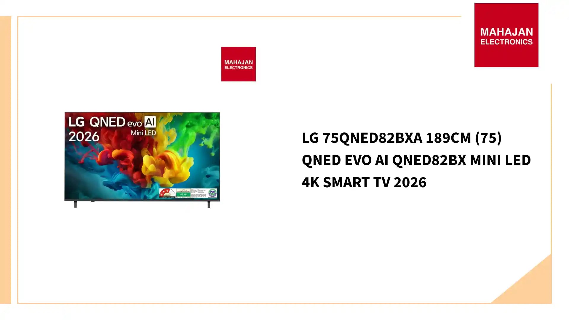 LG 75QNED82BXA 189cm (75) QNED evo AI QNED82BX Mini LED 4K Smart TV 2026 by@Outfy