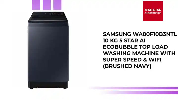 Samsung WA80F10B3NTL 10 Kg 5 Star AI EcoBubble Top Load Washing Machine with Super Speed & WiFi (Brushed Navy) by@Outfy