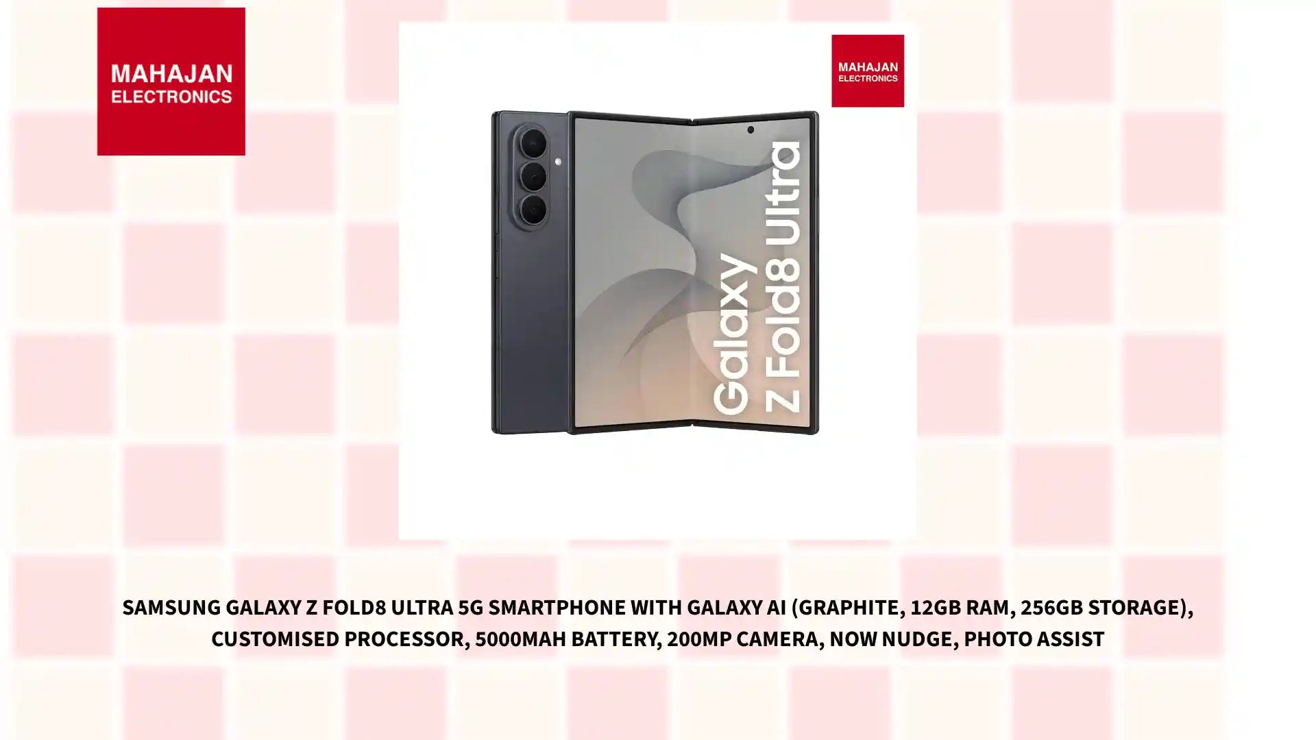 Samsung Galaxy Z Fold8 Ultra 5G Smartphone with Galaxy AI (Graphite, 12GB RAM, 256GB Storage), Customised Processor, 5000mAh Battery, 200MP Camera, Now Nudge, Photo Assist by@Outfy