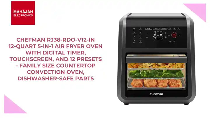 Chefman RJ38-RDO-V12-IN 12-Quart 5-in-1 Air Fryer Oven with Digital Timer, Touchscreen, and 12 Presets - Family Size Countertop Convection Oven, Dishwasher-Safe Parts by@Outfy