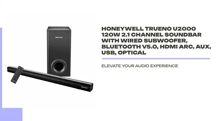 Honeywell Trueno U2000 120W 2.1 Channel Soundbar with Wired Subwoofer, Bluetooth v5.0, HDMI ARC, AUX, USB, Optical by@Outfy