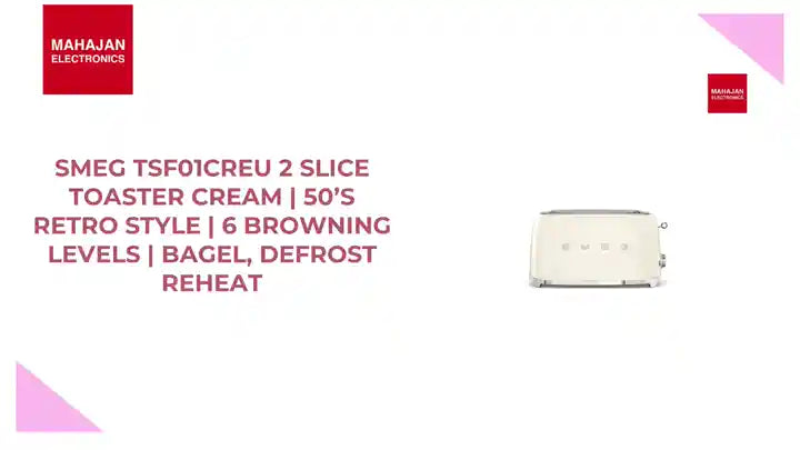SMEG TSF01CREU 2 Slice Toaster Cream | 50’s Retro Style | 6 Browning Levels | Bagel, Defrost Reheat by@Outfy