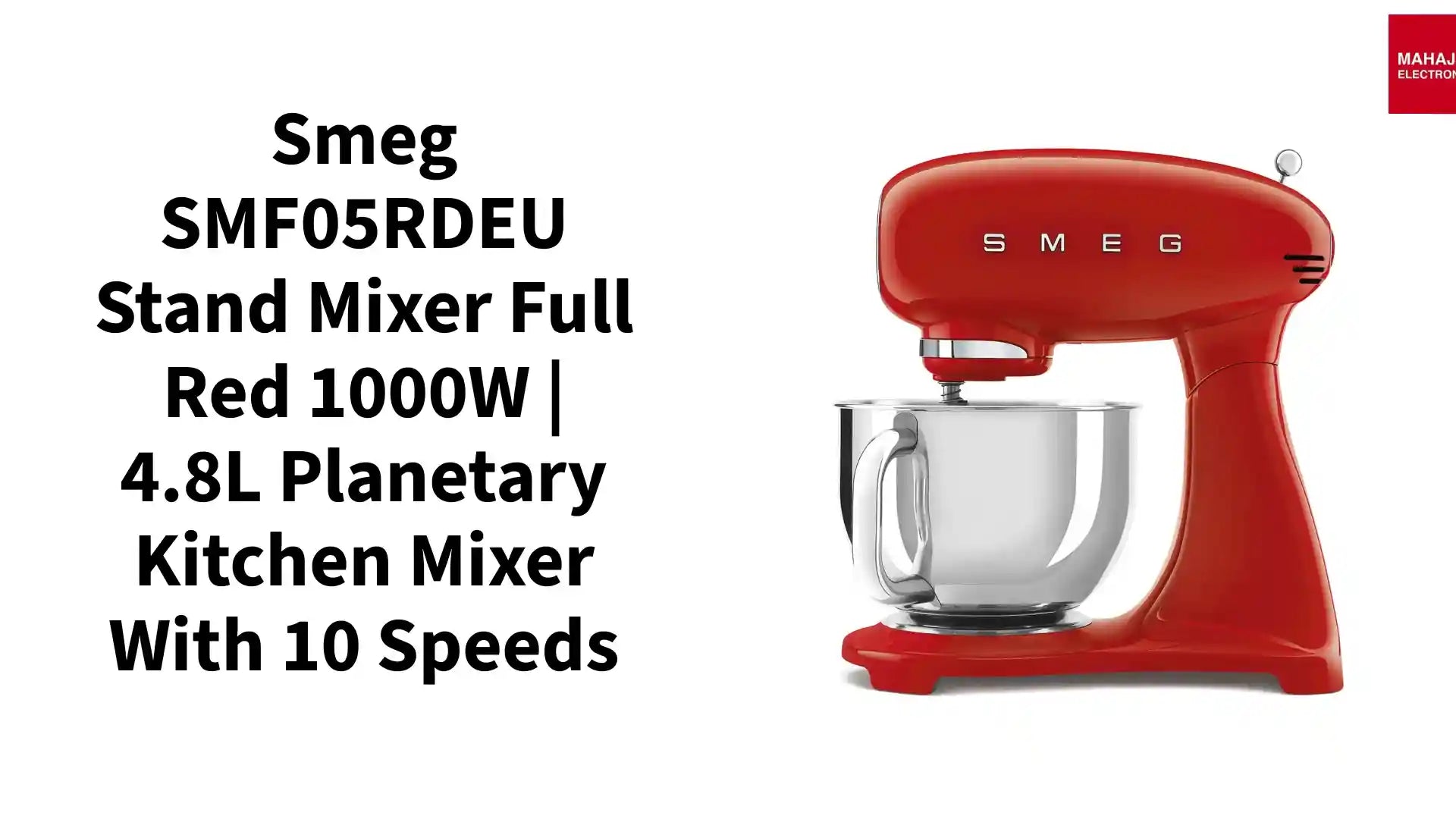 Smeg SMF05RDEU Stand Mixer Full Red 1000W | 4.8L Planetary Kitchen Mixer with 10 Speeds by@Outfy