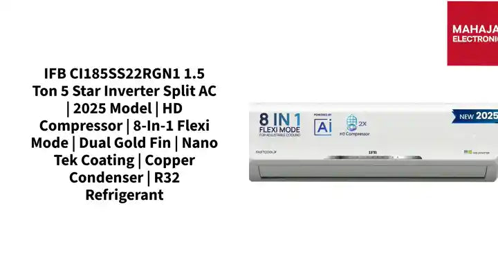 IFB CI185SS22RGN1 1.5 Ton 5 Star Inverter Split AC | 2025 Model | HD Compressor | 8-in-1 Flexi Mode | Dual Gold Fin | Nano Tek Coating | Copper Condenser | R32 Refrigerant by@Outfy