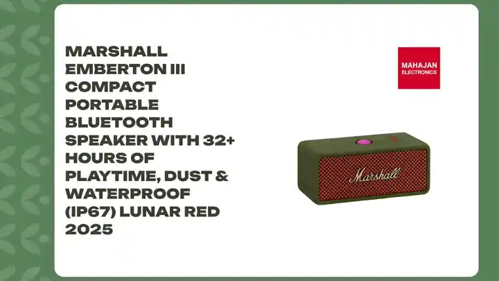 Marshall Emberton III Compact Portable Bluetooth Speaker with 32+ Hours of Playtime, Dust & Waterproof (IP67) Lunar Red 2025 by@Outfy