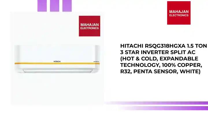 Hitachi RSQG318HGXA 1.5 Ton 3 Star Inverter Split AC (Hot & Cold, Expandable Technology, 100% Copper, R32, Penta Sensor, White) by@Outfy