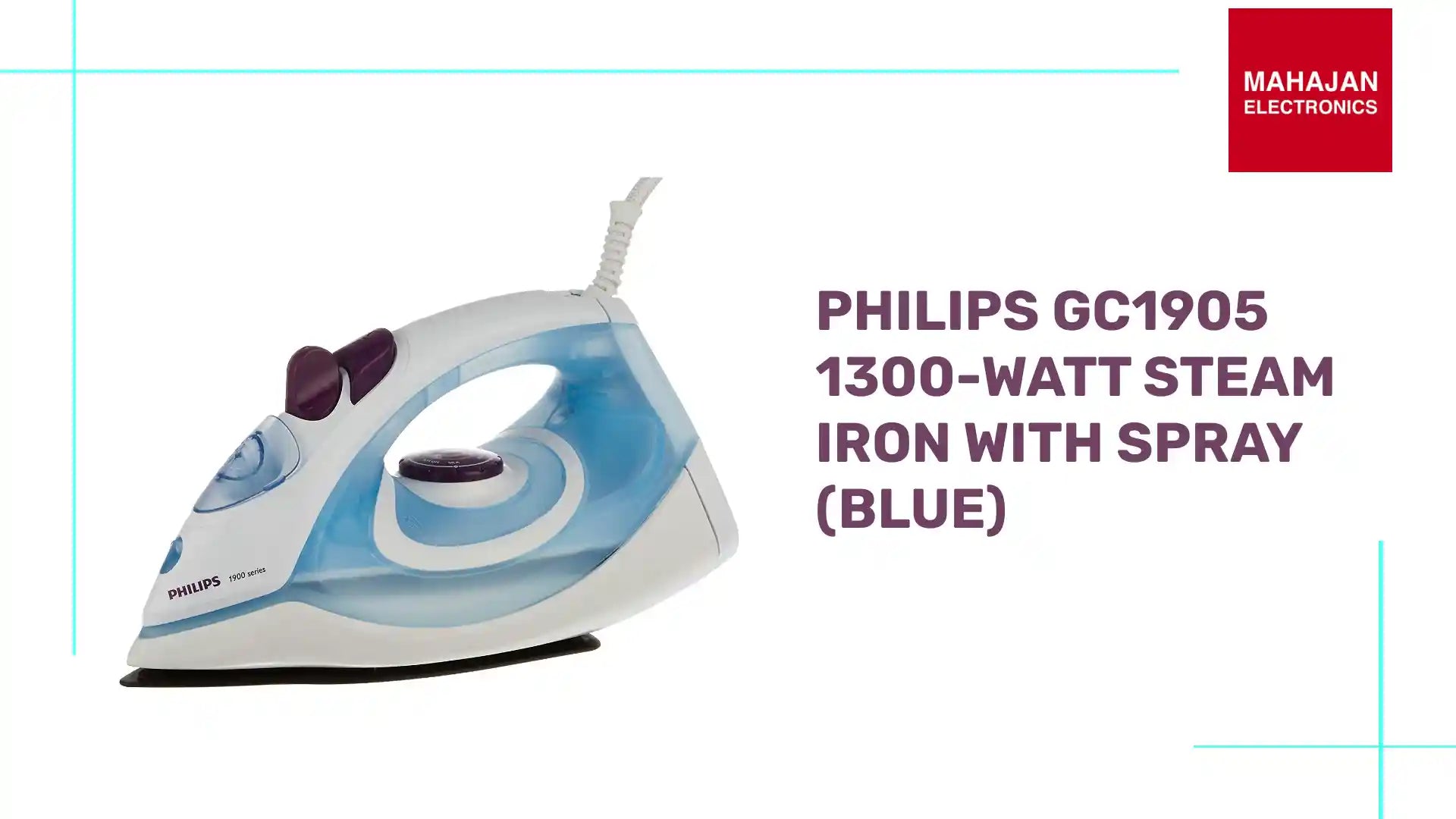 Philips GC1905 1300-Watt Steam Iron with Spray (Blue) by@Outfy