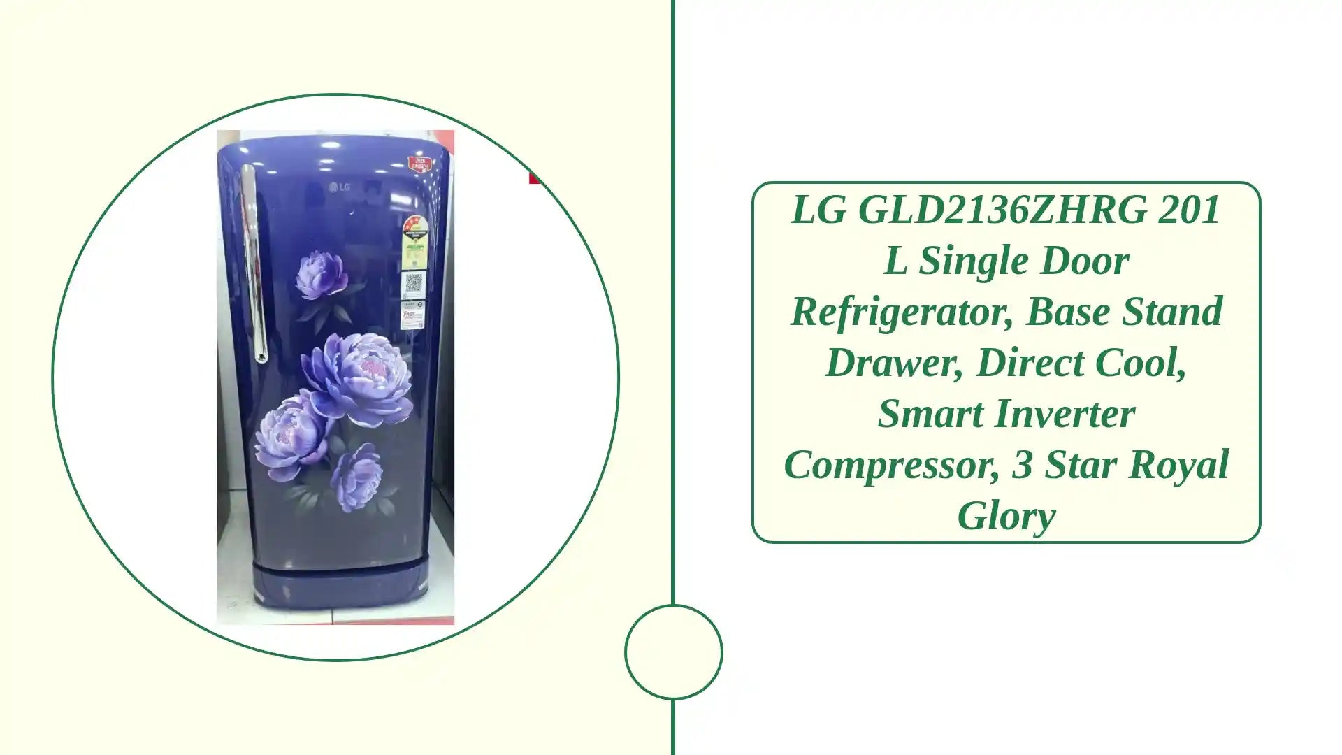 LG GLD2136ZHRG 201 L Single Door Refrigerator, Base Stand Drawer, Direct Cool, Smart Inverter Compressor, 3 Star Royal Glory by@Outfy