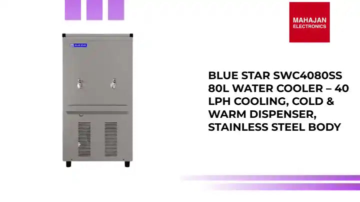 Blue Star SWC4080SS 80L Water Cooler – 40 LPH Cooling, Cold & Warm Dispenser, Stainless Steel Body by@Outfy