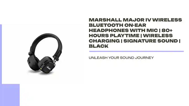 Marshall Major IV Wireless Bluetooth On-Ear Headphones with Mic | 80+ Hours Playtime | Wireless Charging | Signature Sound | Black by@Outfy