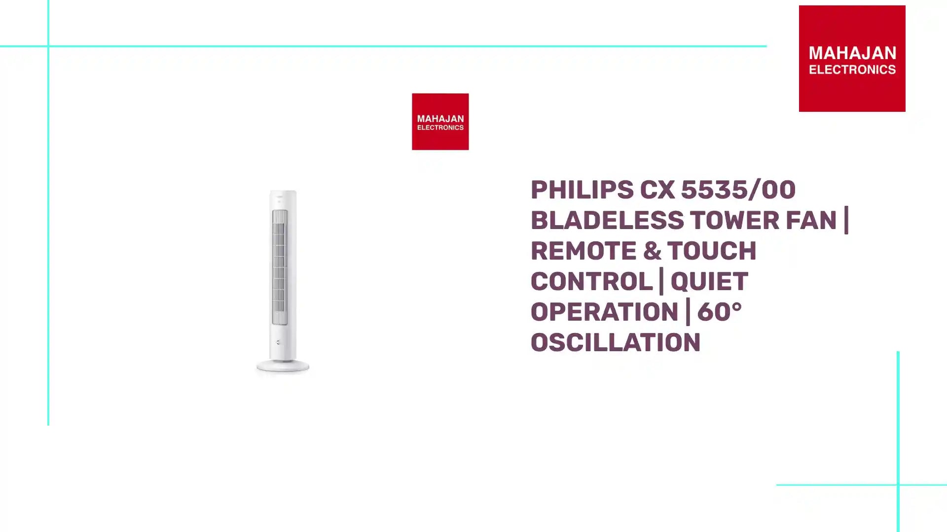 Philips CX 5535/00 Bladeless Tower Fan | Remote & Touch Control | Quiet Operation | 60° Oscillation by@Outfy