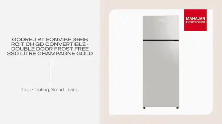Godrej RT EONVIBE 366B RCIT CH GD Convertible - Double Door Frost Free 330 Litre Champagne Gold by@Outfy