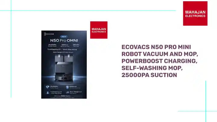ECOVACS Deebot N50 PRO Omni 2 in 1 Robotic Vacuum Cleaner & Mop, 2026 New Launch 25000 Pa Suction, Self-Emptying Omni-Station, Zerotangle 2.0, Hot Air-Drying, Auto-Lift Mop On Carpet, Upto 300 Mins by@Outfy