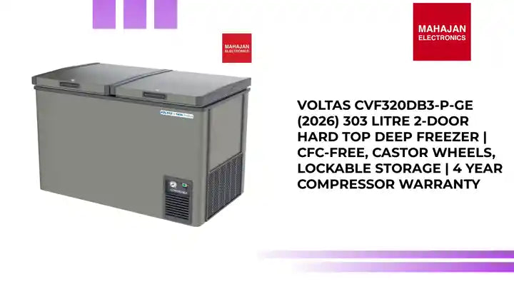 Voltas CVF320DB3-P-GE (2026) 303 Litre 2-Door Hard Top Deep Freezer | CFC-Free, Castor Wheels, Lockable Storage | 4 Year Compressor Warranty by@Outfy