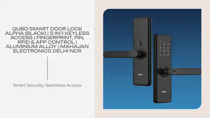 Qubo Smart Door Lock ALPHA (Black) | 5-in-1 Keyless Access | Fingerprint, PIN, RFID & App Control | Aluminium Alloy | Mahajan Electronics Delhi NCR by@Outfy