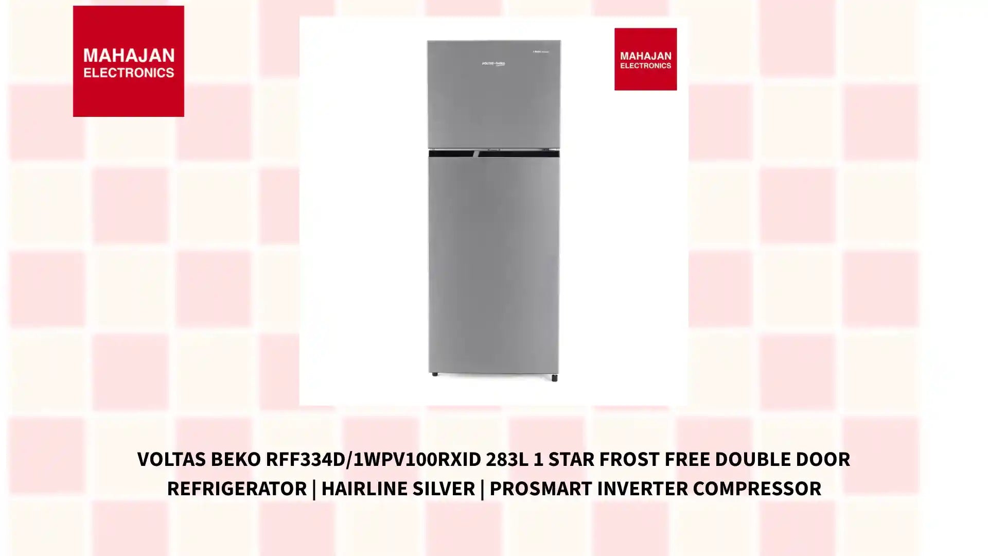 Voltas Beko RFF334D/1WPV100RXID 283L 1 Star Frost Free Double Door Refrigerator | Hairline Silver | ProSmart Inverter Compressor by@Outfy