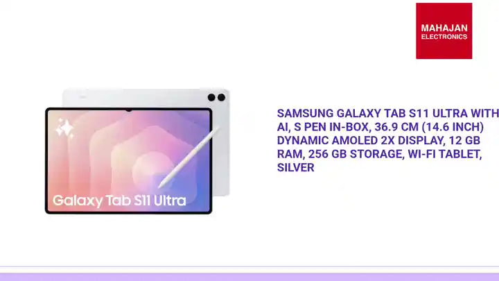 Samsung Galaxy Tab S11 Ultra with AI, S Pen in-Box, 36.9 cm (14.6 inch) Dynamic AMOLED 2X Display, 12 GB RAM, 256 GB Storage, Wi-Fi Tablet, Silver by@Outfy