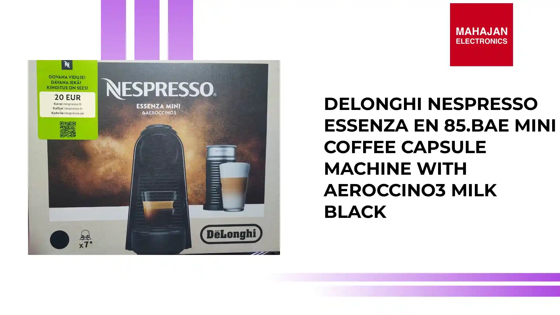 Delonghi Nespresso Essenza EN 85.BAE Mini Coffee Capsule Machine with Aeroccino3 Milk Black by@Outfy