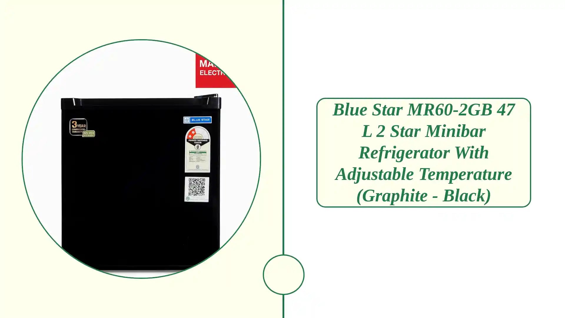 Blue Star MR60-2GB 47 L 2 Star Minibar Refrigerator With adjustable Temperature (Graphite - Black) by@Outfy