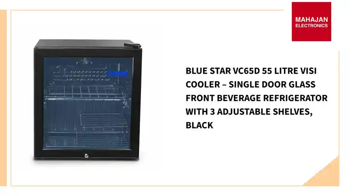 Blue Star VC65D 55 Litre Visi Cooler – Single Door Glass Front Beverage Refrigerator with 3 Adjustable Shelves, Black by@Outfy