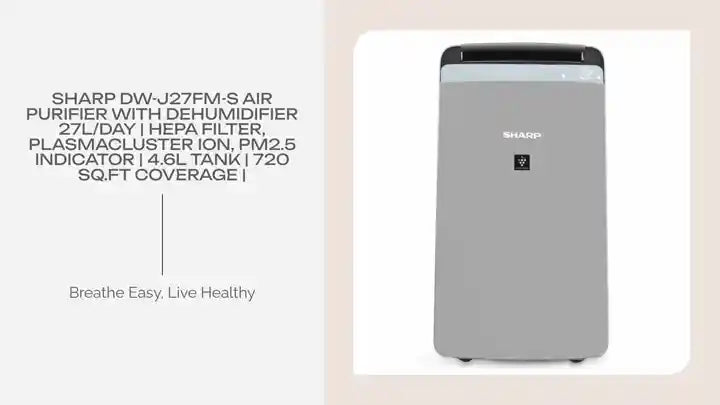 SHARP DW-J27FM-S Air Purifier with Dehumidifier 27L/day | HEPA Filter, Plasmacluster Ion, PM2.5 Indicator | 4.6L Tank | 720 Sq.Ft Coverage | by@Outfy