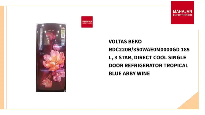 Voltas Beko RDC220B/3S0WAE0M0000GD 185 L, 3 Star, Direct Cool Single Door Refrigerator Tropical Blue Abby Wine by@Outfy