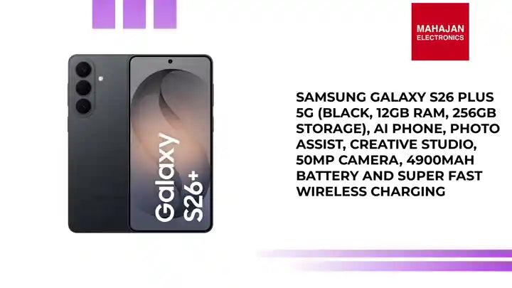 Samsung Galaxy S26 Plus 5G (Black, 12GB RAM, 256GB Storage), AI Phone, Photo Assist, Creative Studio, 50MP Camera, 4900mAh Battery and Super Fast Wireless Charging by@Outfy