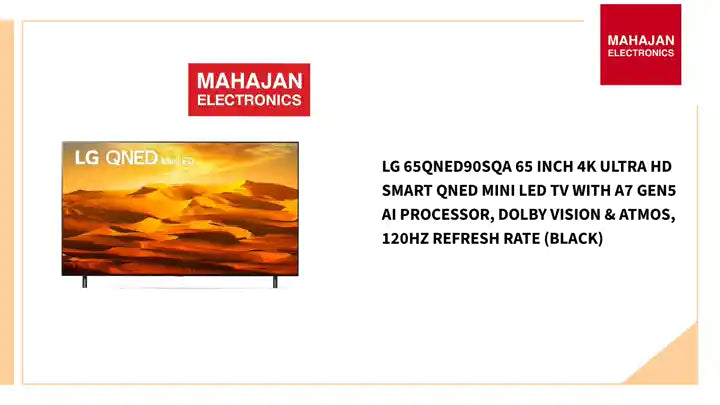 LG 65QNED90SQA 65 Inch 4K Ultra HD Smart QNED Mini LED TV with α7 Gen5 AI Processor, Dolby Vision & Atmos, 120Hz Refresh Rate (Black) by@Outfy