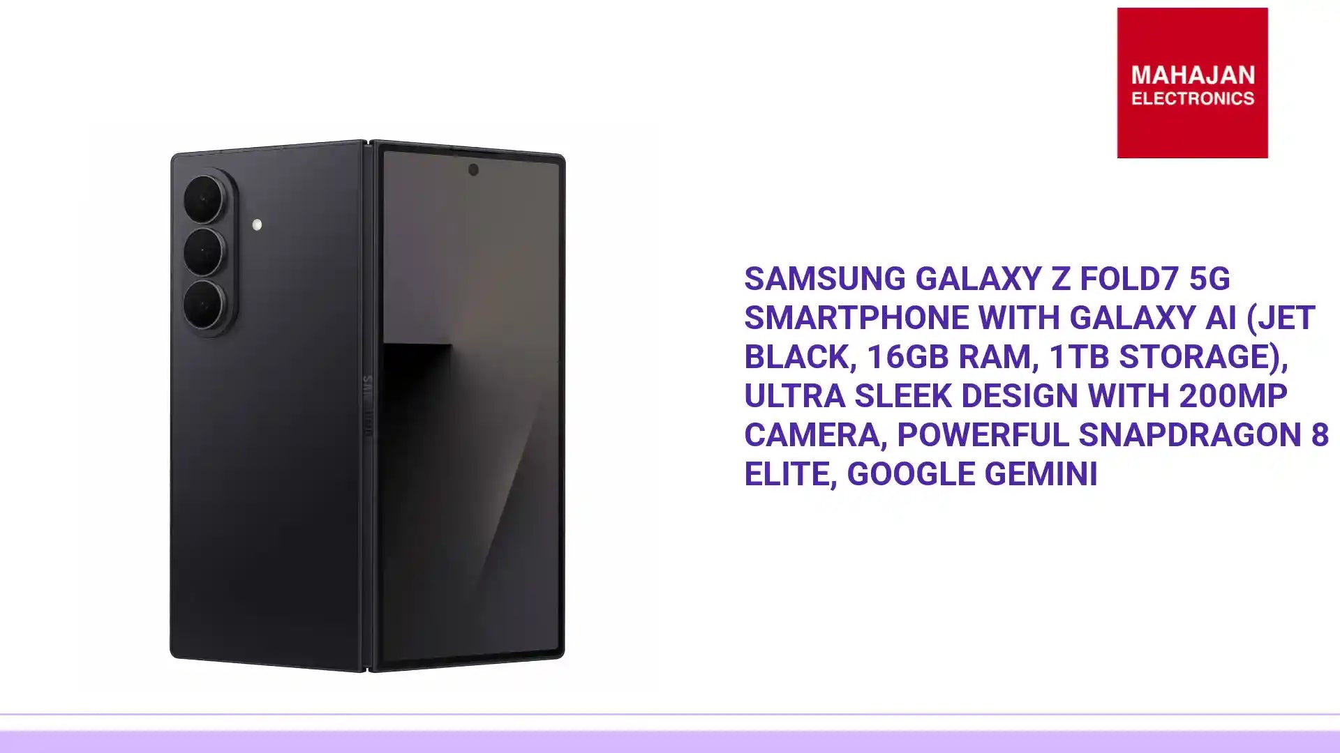 Samsung Galaxy Z Fold7 5G Smartphone with Galaxy AI (Jet Black, 16GB RAM, 1TB Storage), Ultra Sleek Design with 200MP Camera, Powerful Snapdragon 8 Elite, Google Gemini by@Outfy