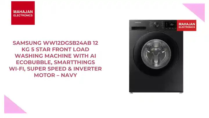 Samsung WW12DG5B24AB 12 Kg 5 Star Front Load Washing Machine with AI EcoBubble, SmartThings Wi-Fi, Super Speed & Inverter Motor – Navy by@Outfy