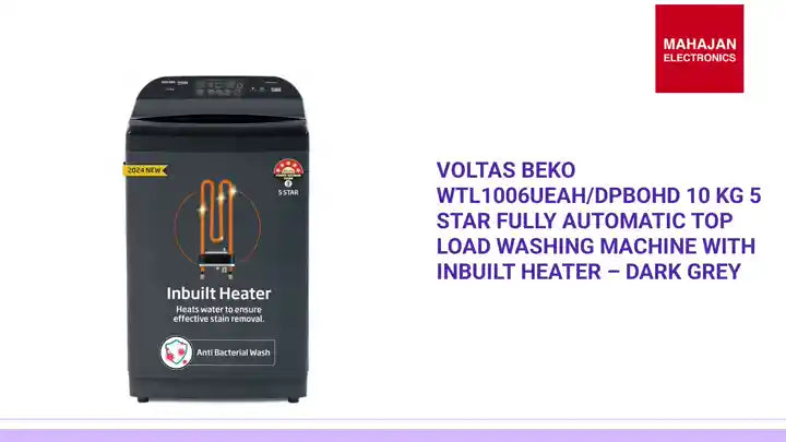 Voltas Beko WTL1006UEAH/DPBOHD 10 Kg 5 Star Fully Automatic Top Load Washing Machine with Inbuilt Heater – Dark Grey by@Outfy