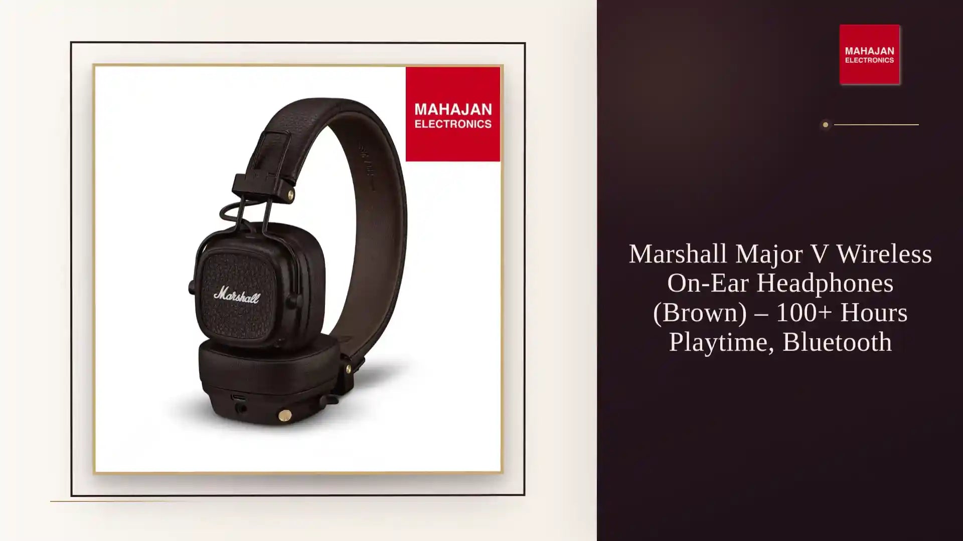 Marshall Major V Wireless On-Ear Headphones (Brown) – 100+ Hours Playtime, Bluetooth by@Outfy