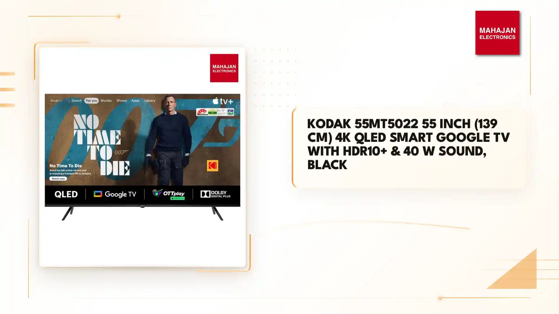 Kodak 55MT5022 55 Inch (139 cm) 4K QLED Smart Google TV with HDR10+ & 40 W Sound, Black by@Outfy